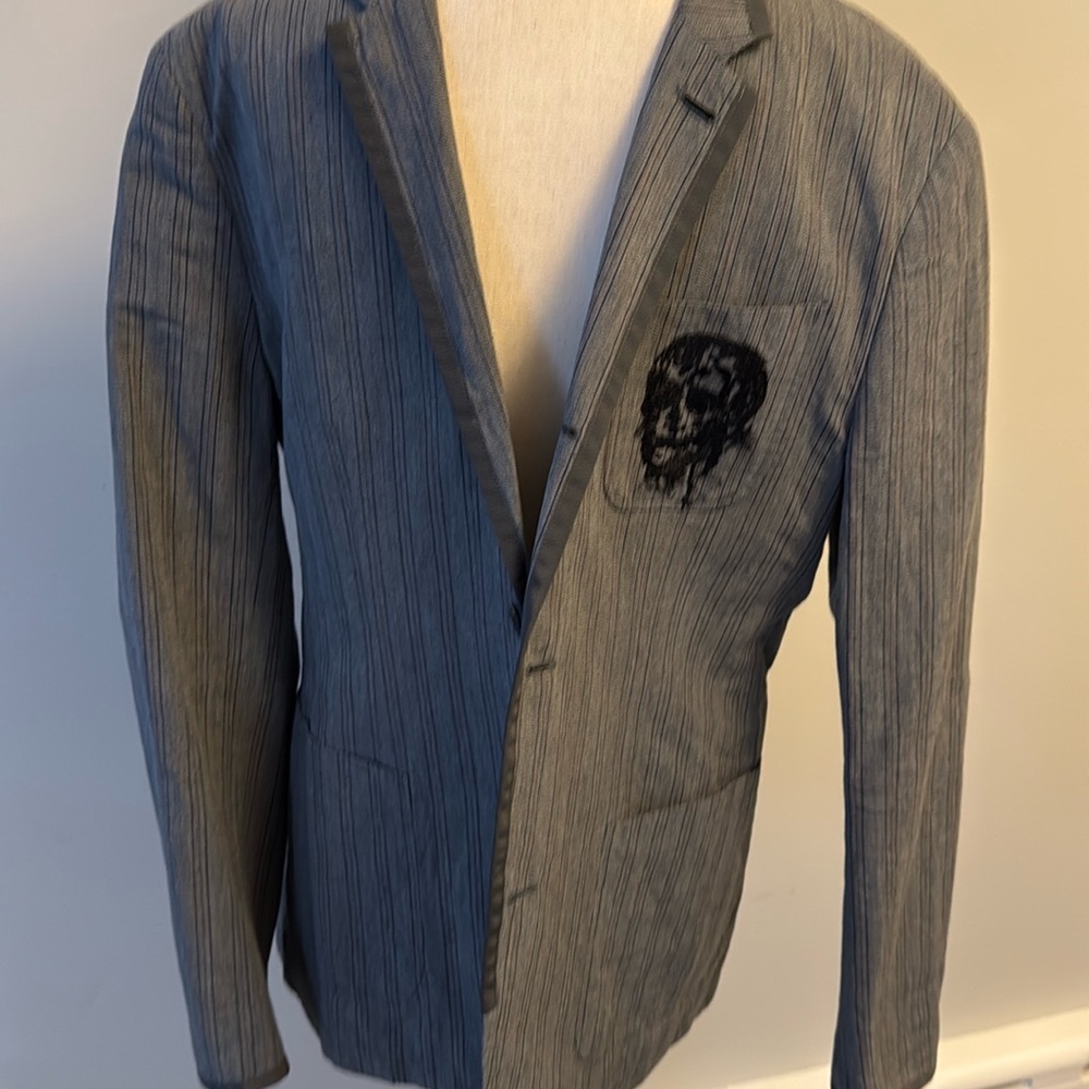 Pin strip Varvatos jacket with skeleton detail